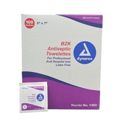 Picture of Wipe Antiseptic Dynarez BZK 5x7in 100/bx